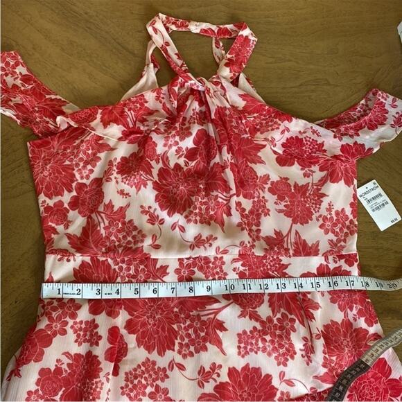 Chelsea28 Nordstrom Pink & Red Floral Off Shoulder Midi Dress Size XL - Picture 6 of 11